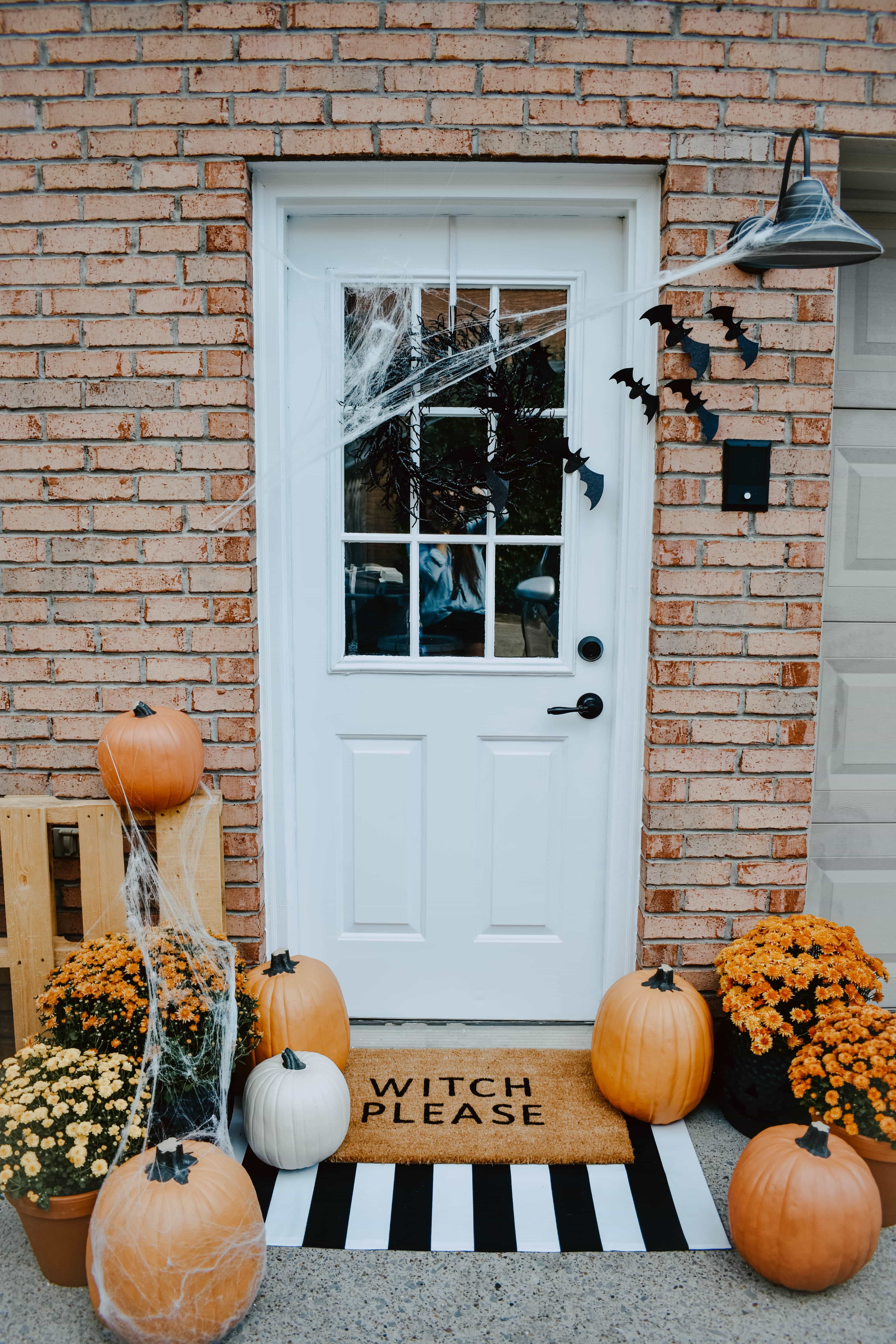 DIY Halloween Door Mat + Front Porch - House On Longwood Lane