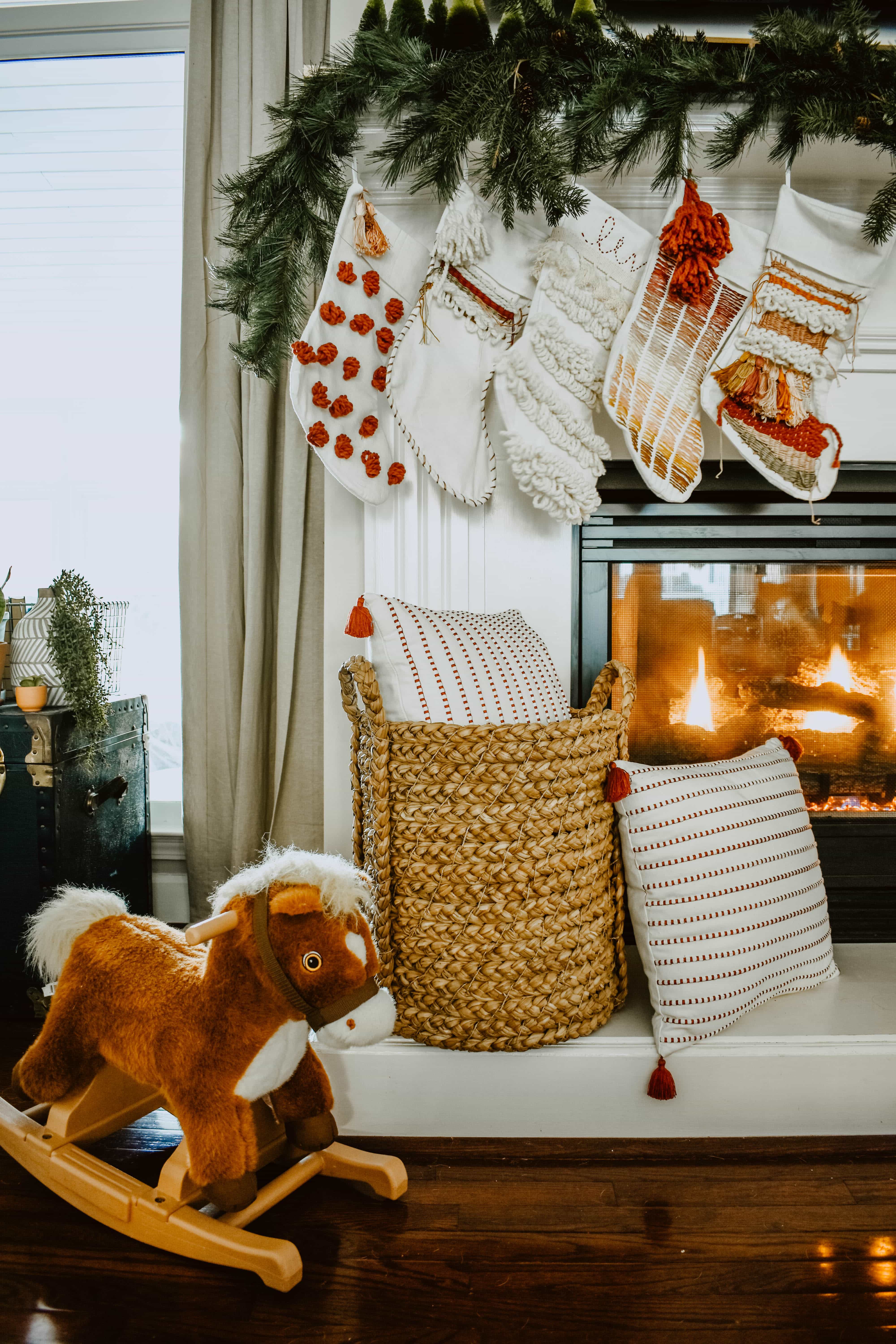 christmas fireplace with stockings